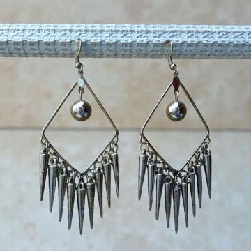 silver spike style dangler earrings