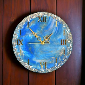 Round Ocean Blue Resin Wall Clock - 12*12 inches