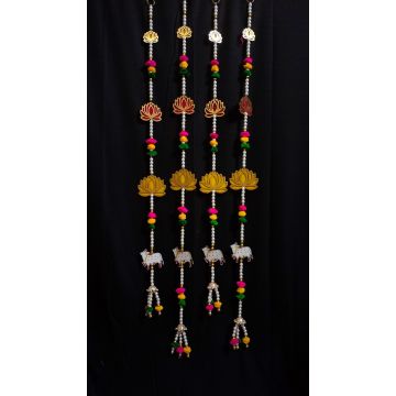 Pichwai Cow and Lotus Wall Hanging - Set of 4