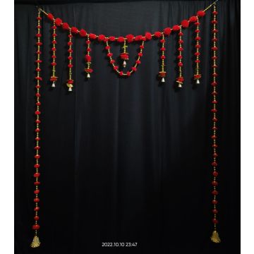Handmade Pom-pom Strings and Toran - Red