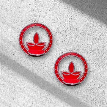diya shaped wooden wall mounted diya stand - set of 2 hanging on wall 