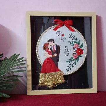 Wedding Embroidery Hoop Art - Box Framed