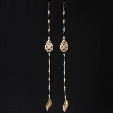 Metal Leaf & Pearl Door Side Hangings - Half Size