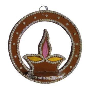 Brown Deepak Shaped Diya Stand Wooden (Dia - 6.5 inches)