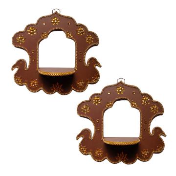 Traditional Jharokha Style Wooden Hanging Diya Stand