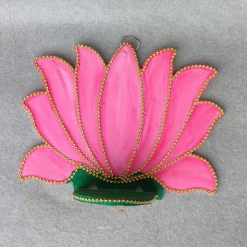 lotus wooden diya stand for wall - pink color