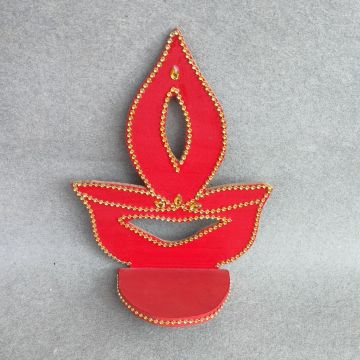Deepak Shaped Wooden Diya Stand for Wall - Set of 2