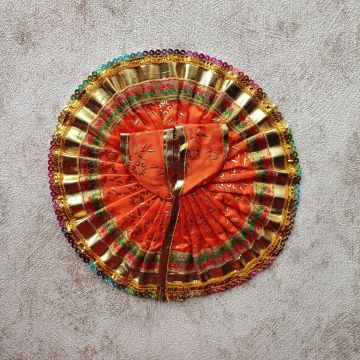 Laddu Gopal Dress Size 4 with Ornaments - Orange