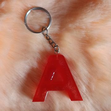 Resin Letter Keychain - Red
