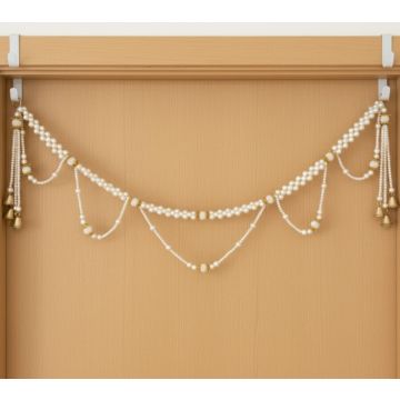 Knotted Pearl Toran with Bells and Beaded Accents
