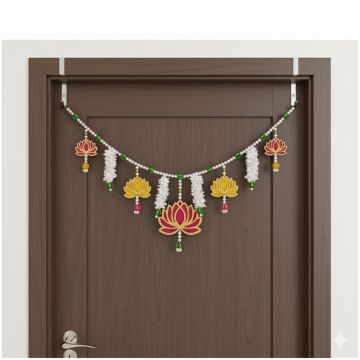 Handcrafted Pearl & Lotus Artificial Mogra Toran