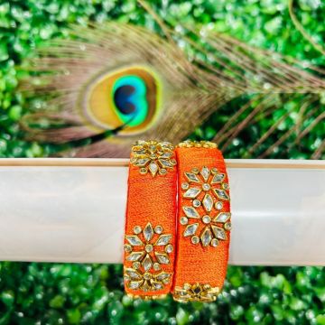 orange silk thread bangles set