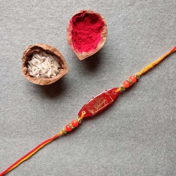 Red Handmade Resin Rakhi for Brother