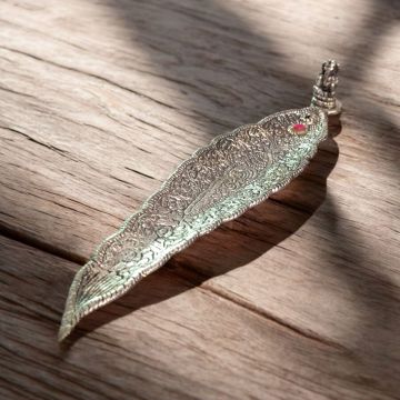 brass agarbatti stand - incense stick holder - silver