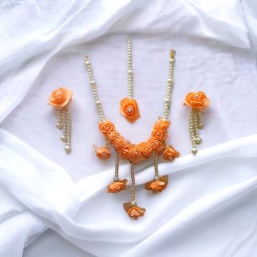 peach flower jewellery set