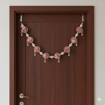 Pink pearl and floral toran - pearl toran hanging on door 