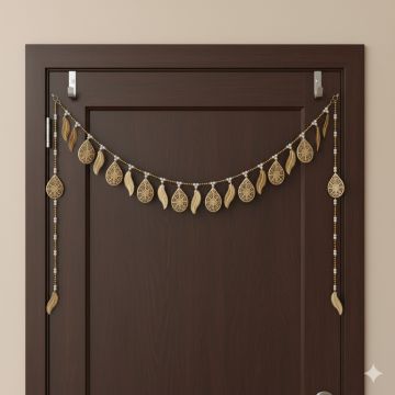 leaf metal toran with side hangings