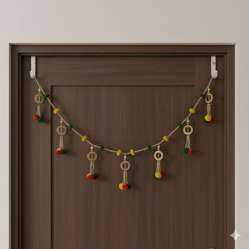 Handcrafted Multi-Color Pom-Pom Toran for Main Door