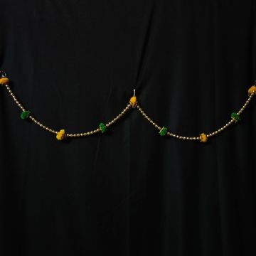 pompom toran with golden beads - minimal toran