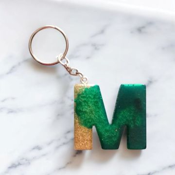 Resin Letter Keychain - Green