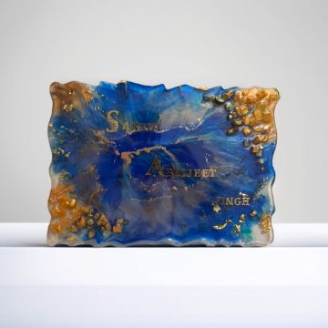 Resin Name Plate for Home - Blue & Golden