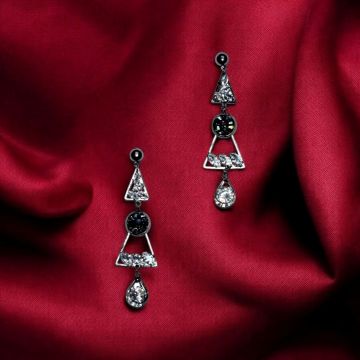 Silver Stone Dangler Earrings for Girls