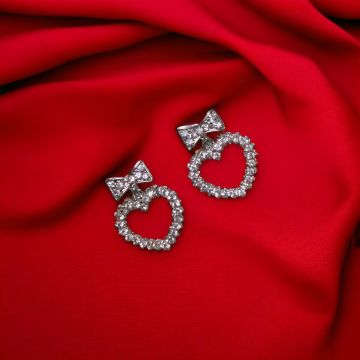 heart shape earrings silver, heart shape earrings for girls 