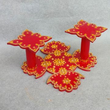 wooden diya stand - front view