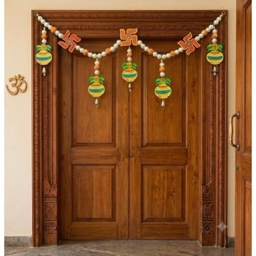 Swastik Kalash Toran for Main Door | Pearl Door Toran