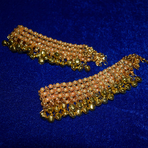 Gold Tone Kundan Pearl Beaded Anklets