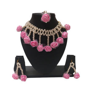 Baby Pink Flower Jewellery Set for Wedding 