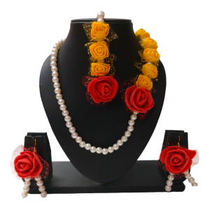 Stylish Flower Jewellery Set - Red, Yellow