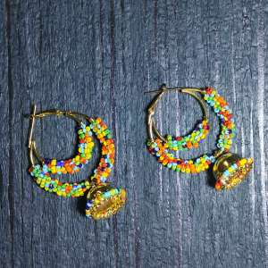 Multicolor Hoop Earrings for Girls (Golden)