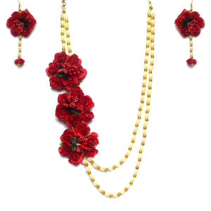 Multi-stranded Chain Style Flower Necklace Set