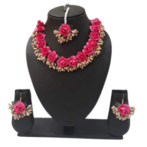 Pink Artificial Flower Jewellery Set for Women & Girls 