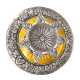 Oxidized Metal Silver Diya with Round Glass Base - 4.2 inches dia