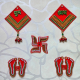Diwali Combo- Shubh-labh, A Pair of Charan and Swastik (Red, Acrylic)