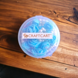 blue flower jewellery set in plastic box